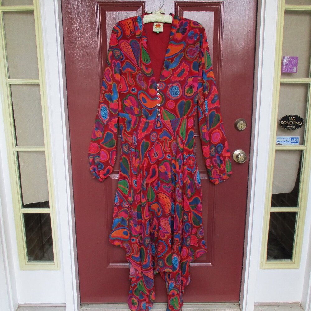 Farm Midi Maxi Dress LARGE Red Orange NWOT